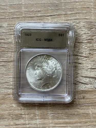 1923 PEACE SILVER DOLLAR ICG MS64