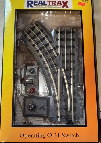 MTH REAL TRAX O GAUGE O-31 Operating Switch left  (LH) Track Section Pieces NIB - Picture 1 of 9