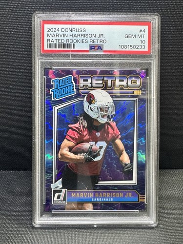 2024 Panini Donruss Rating Rookies Retro Marvin Harrison Jr. PSA 10 *SIEHE ALLE BILDER