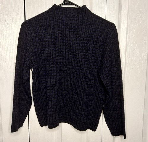 Max Studio Women’s Blue Black Checked Mock Neck Sweater Size Small Stretch - Picture 8 of 8