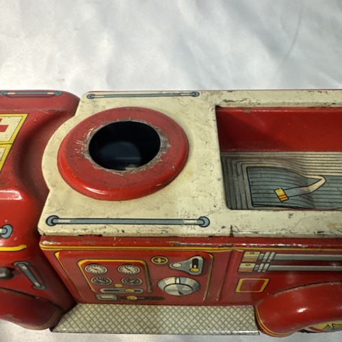 VTG Sankei Gangu Kogyo K Tin Litho FD Fire Truck Engine Friction Toy Japan Parts - Picture 14 of 22