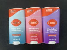 3x Lume Smooth Solid Whole Body Deodorant MIXED SCENT Lot 2.6 oz - NEW
