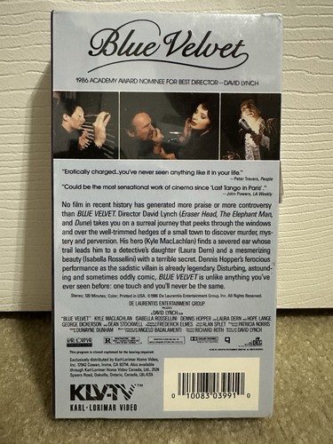 NEW SEALED Blue Velvet (1986) VHS David Lynch Kyle Maclachlan See Description - Picture 2 of 3