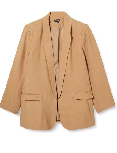 City Chic Longline Blazer Essence Tan Brown Plus Sz S Jacket Like New Condition - Picture 2 of 10