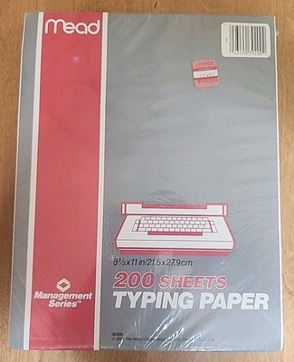 Vintage USA 1988 Mead Typing Paper 8.5x11 Inch Management Series 200 Sheets NOS
