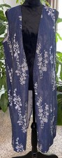 Soft Surroundings Kimono Sz XL Floral Embroidered Artsy Boho Open Cross Back