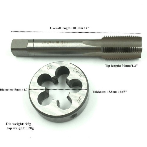 3/4 -16 TPI Tap And Die Set HSS Right Hand Thread 3/4-16 UNF Tap 3/4-16 UNF Die - Picture 4 of 12