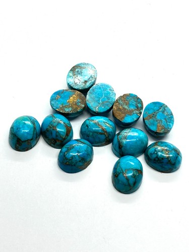 Oval Flat Back Blue Copper Turquoise AAA Loose Gemstone For Assorted Jewelry - Picture 12 of 21