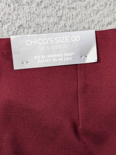 Chicos So Slimming 360 Juliet Slim Leg Pants Size 00R 2/XS Red Cranberry Spice - Picture 10 of 16
