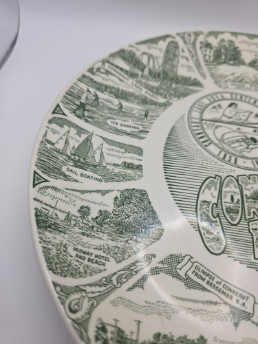 Vintage Conneaut Lake PA Centennial Teller 1958 Scenic 10" Schale Wasserkocherfedern - Bild 8 von 12