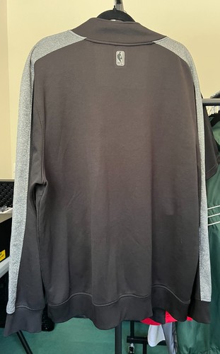 NBA Track Jacket Mens Basketball Full Zip Mock Neck Pockets 2XL Black Grey - Picture 7 of 10