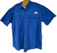Magellan Fish Gear Shirt Laguna Madre Moisture Wicking Blue Nylon Size Large