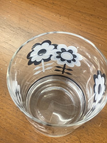5 Royal Kendall Black/White Mod Flower Lowball Cocktail Glasses Vintage Barware - Picture 11 of 11