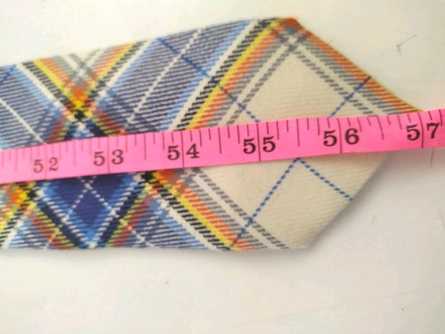 Plaid TIE Antarctic Heritage Trust Blue Beige Yellow Orange Check Wool UKAHT - Picture 10 of 10
