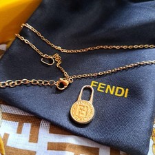 FENDI Gold Logo Pendant with Charm Chain