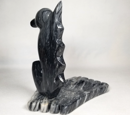 Fine Rare Hand Carved Gray & White Seahorse Shape Marble/Onyx Ashtray ca 20th c. - Picture 4 of 23
