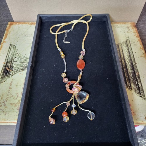 Murano Crystal Necklace Pendant Drops Venetian Glass Cord Adj. VTG STUNNING Boho - Picture 9 of 20