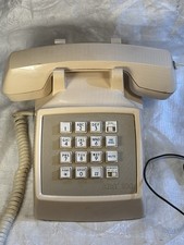 Vintage AT T 100 Push Button Desk Telephone Beige Model CS2500DMGF Tested Works