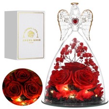 Mothers Day Rose Gifts for Women Large Angel Figurines with Real Roses Preser...