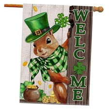 St Patricks Day Flag 28x40 Inch Double Sided st patricks squirrel 28x40
