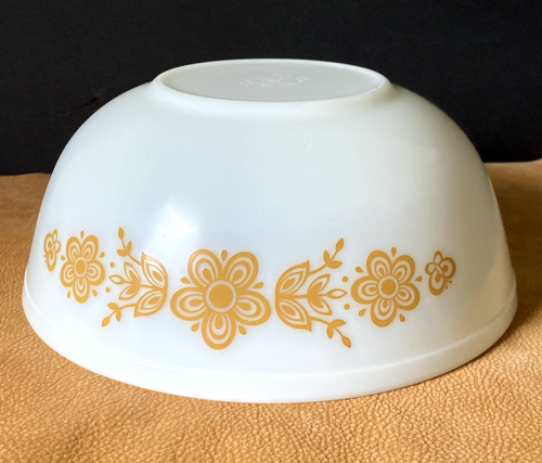Vintage Pyrex große Rührschüssel Schmetterling Gold 404 weiß 4 Quart neuwertig - Bild 3 von 13