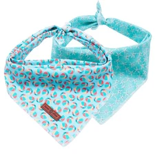 2 Pack Summer Dog Bandanas Blue Washable Dog Triangle Bibs Scarf for Pets