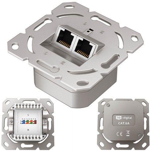 Netzwerkdose CAT6a 1/2-Port RJ45 500MHz Unterputz LAN Ethernet Netzwerk Cat6 A - Afbeelding 4 van 33
