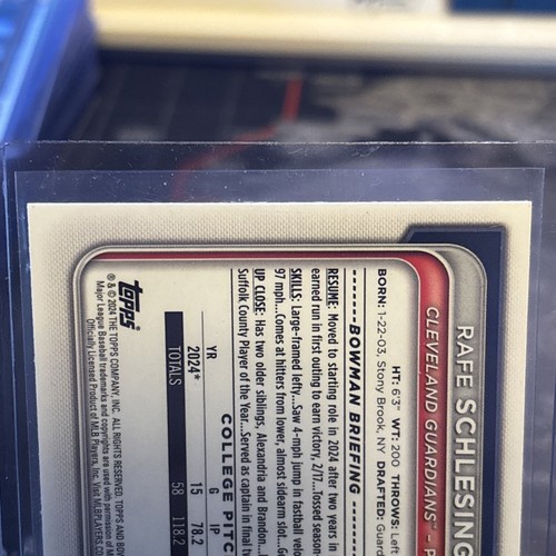 2024 Bowman Draft - Chrome Rafe Schlesinger #BDC-143 Aqua Lunar Refractor /125 - Picture 7 of 8