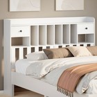 Headboard White Solid Pinewood 150cm Storage Shelves 2 Drawers Freestanding slim