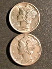 1941 & 1942 Mercury dimes==90% Silver==Circulated==very fine