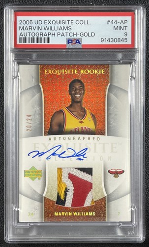 MARVIN WILLIAMS PSA 9 2005 UD EXQUISITE COLL ROOKIE PATCH AUTO GOLD PARALLEL /24