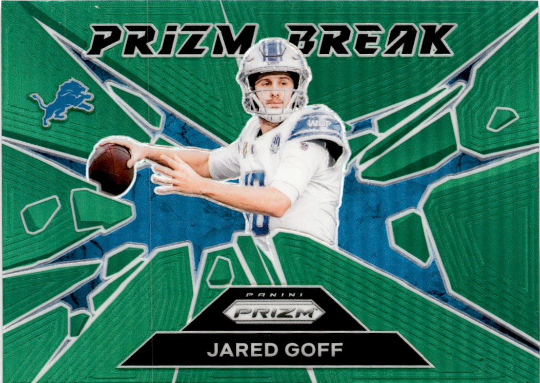 2024 Panini Prizm #9 Jared Goff Prizm Break Green Prizm Detroit Lions