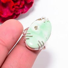 Variscite - Green Turquoise Gemstone 925 Sterling Silver Ring S.8 R10253