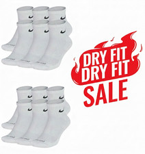 MENS/WOMENS NIKE  CREW SOCKS*DRY FIT* 3/6  PAIR PACK - CREW ANKLE WHITE