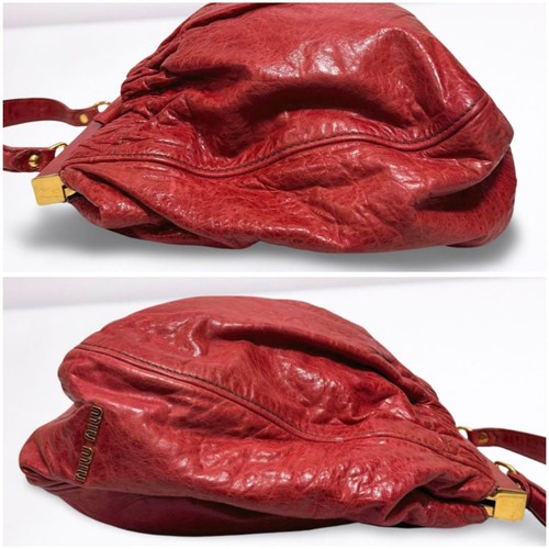 MIU MIU Handtasche Beuteltasche Tasche rot Rindsleder mit Schlüssel Damen gebraucht aus Japan - Bild 6 von 10