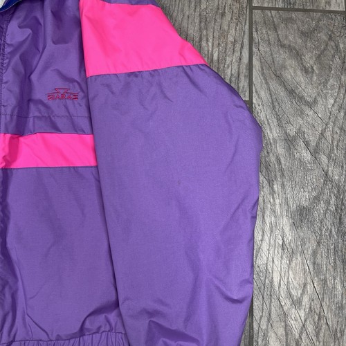 Vintage Windbreaker Jacket Nylon Mesh Lined 80s 90s Colorblock Siaras Sunice S - Picture 3 of 13