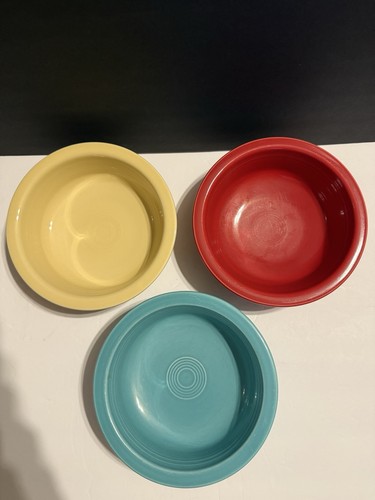 Fiesta Ware 7¼” Bowls Set of 3 – Turquoise, Scarlet Red & Yellow - Picture 1 of 4