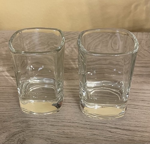 2 JACK DANIELS OLD NO. 7 BRAND EMBOSSED SQUARE SHOT GLASSES - Picture 2 of 6