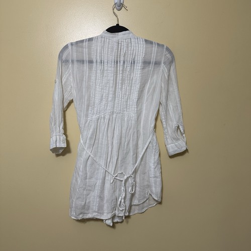 Kimchi Blue Urban Outfitters Sheer Pleated Button Front Tunic Women Small White - Picture 4 of 4