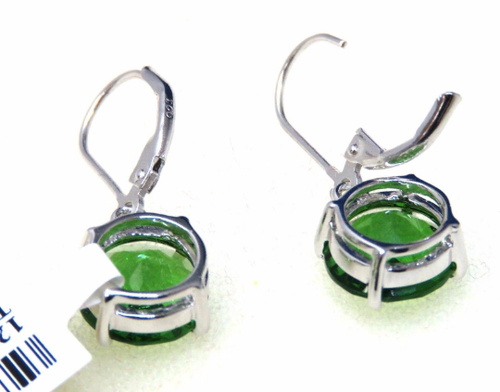 E80808L 2.68ct Forest Green Helenite 8mm Round 925 Sterling Silver Earrings - Picture 4 of 5