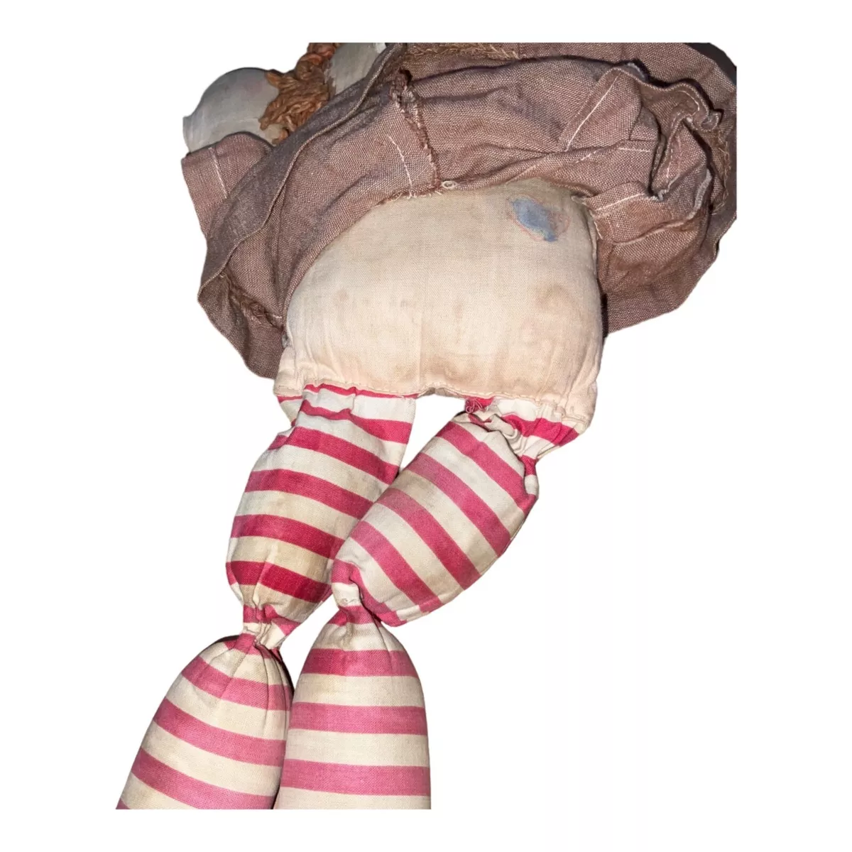 Raggedy Ann Stuffed Doll Antique Triangle Nose Red Yarn Hair I