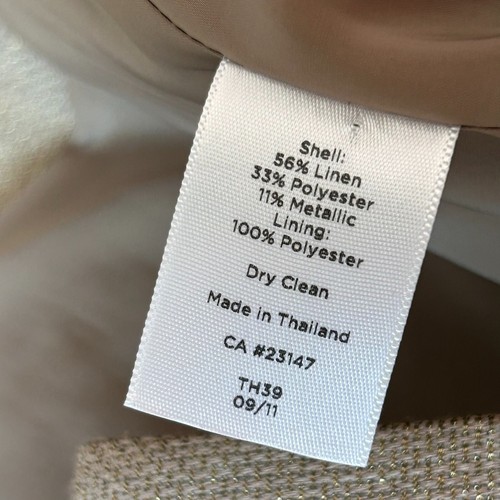 Talbots Linen Blend Metallic Golden “Jackie” Fit Blazer Retro NWOT US 8 - Picture 3 of 6