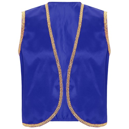 Mens Waistcoat Role Play Tops East Saudi Arab Persian Vest Theme Clubwear Satin - Bild 32 von 46