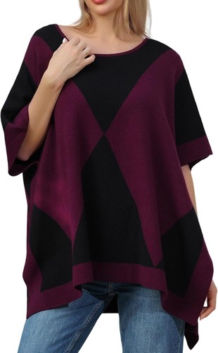Mujeres Pullover Poncho Suéter Capa Cashmere Feel Chal Envolturas para Otoño Invierno - Imagen 13 de 163