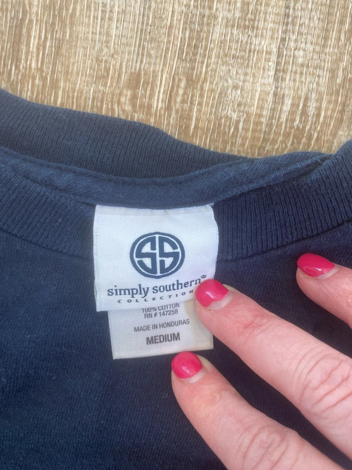 Просто Southern длинным рукавом женщин средний синий розовый золотой слон цветочный EUC - Изображение 3 из 4