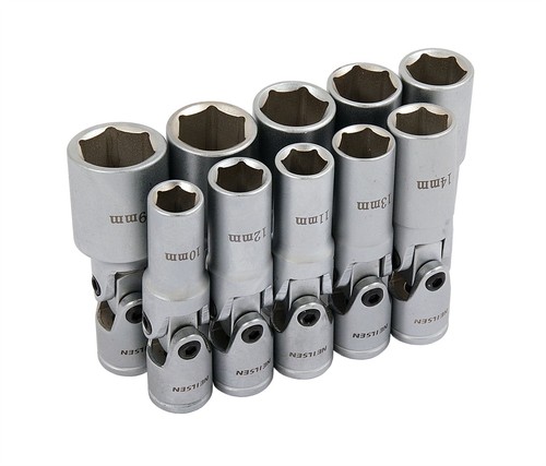 3/8" Universal Taumelgelenk tief Steckschlüsselsatz 10, 12, 13, 14, 15, 16, 17, 18, 19 mm - Bild 1 von 3