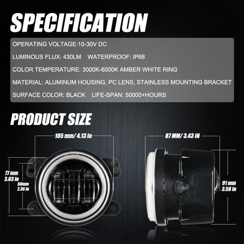 7" Chrome LED Headlight + Fog Light Driving Lamp Combo For Jeep Wrangler JK 07+ - Picture 10 of 12