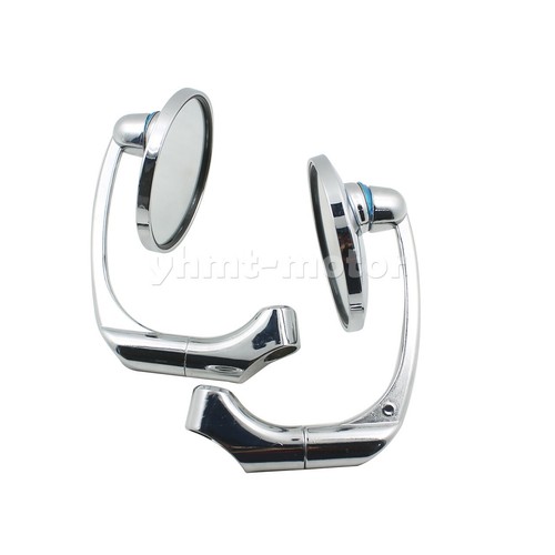 M10 Round Rear-View Side Mirrors Chrome Fit For Yamaha Kawasaki Suzuki Chrome - Imagen 4 de 7