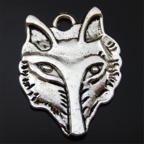 8 Vintage Silver Alloy Fox Charm Bracelet Animal Pendant Jewelry Making 25*30mm - Picture 1 of 3