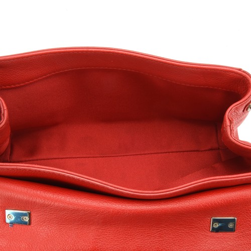 Louis Vuitton Lockme Taurillon Leather Red Top Handle Bag w/Shoulder Chain Strap - Picture 13 of 15